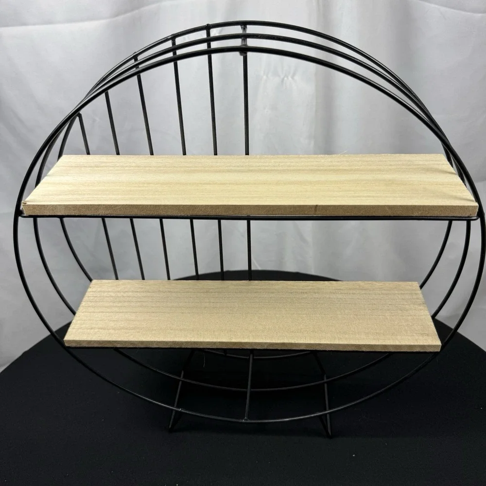 Circular Wall Hanging Shelf Modern Black Metal Wire Retro Home